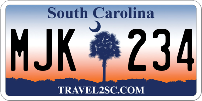 SC license plate MJK234