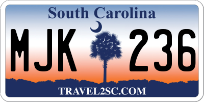 SC license plate MJK236
