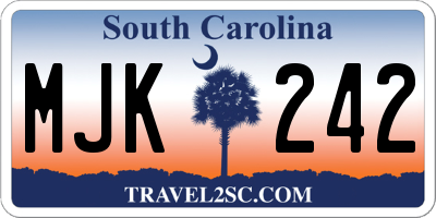 SC license plate MJK242