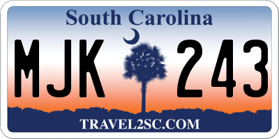 SC license plate MJK243