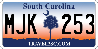 SC license plate MJK253