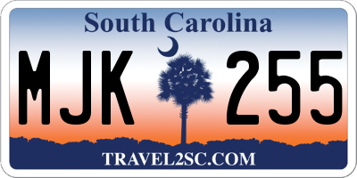 SC license plate MJK255
