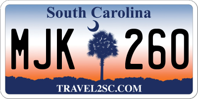 SC license plate MJK260