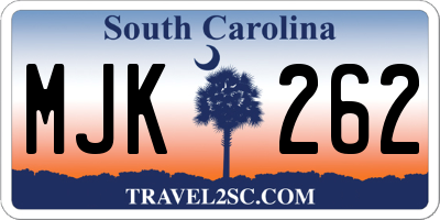 SC license plate MJK262