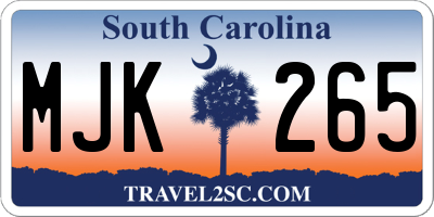 SC license plate MJK265