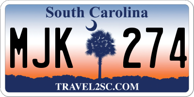 SC license plate MJK274