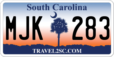 SC license plate MJK283