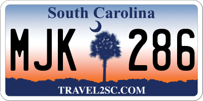 SC license plate MJK286