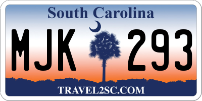 SC license plate MJK293