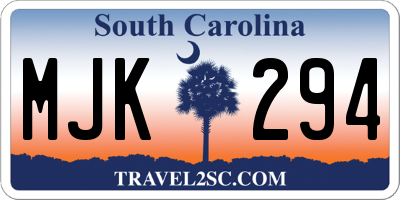 SC license plate MJK294
