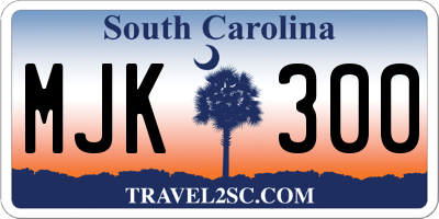 SC license plate MJK300