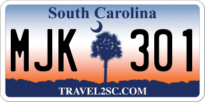 SC license plate MJK301