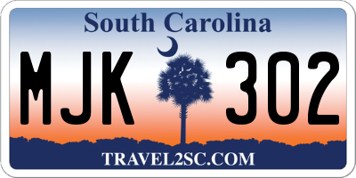 SC license plate MJK302