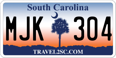 SC license plate MJK304