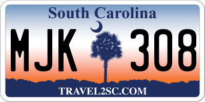 SC license plate MJK308