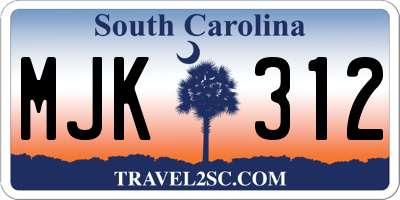 SC license plate MJK312