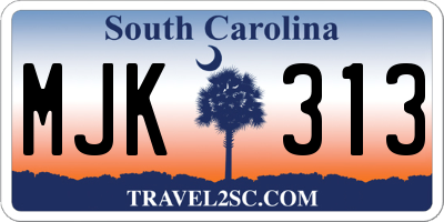 SC license plate MJK313
