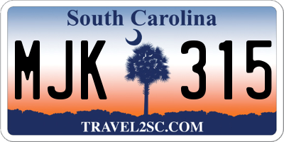 SC license plate MJK315