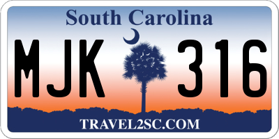 SC license plate MJK316