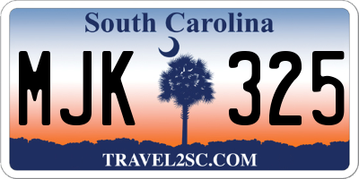 SC license plate MJK325
