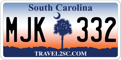 SC license plate MJK332