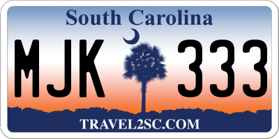 SC license plate MJK333