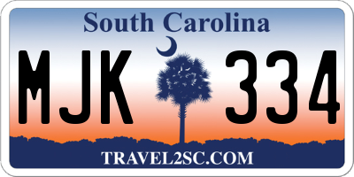 SC license plate MJK334