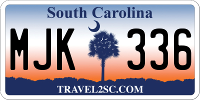 SC license plate MJK336