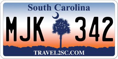 SC license plate MJK342