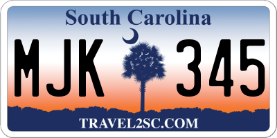 SC license plate MJK345