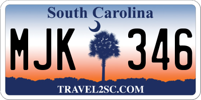 SC license plate MJK346