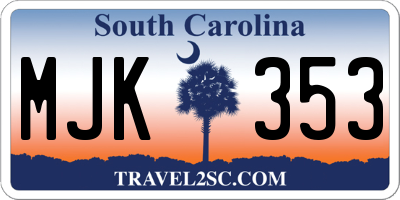 SC license plate MJK353