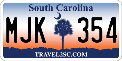 SC license plate MJK354