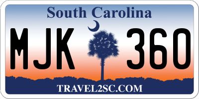 SC license plate MJK360