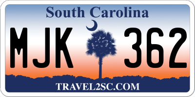 SC license plate MJK362