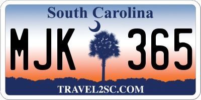SC license plate MJK365