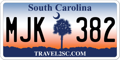 SC license plate MJK382