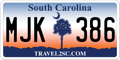 SC license plate MJK386