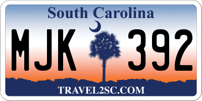 SC license plate MJK392
