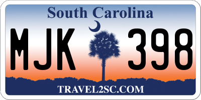 SC license plate MJK398