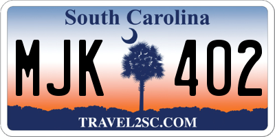 SC license plate MJK402