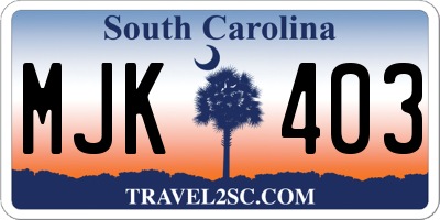 SC license plate MJK403