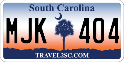 SC license plate MJK404