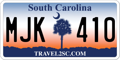 SC license plate MJK410