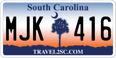 SC license plate MJK416