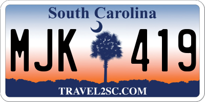 SC license plate MJK419