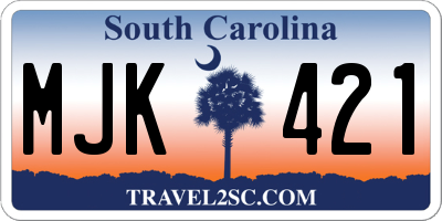 SC license plate MJK421