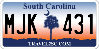 SC license plate MJK431