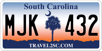 SC license plate MJK432