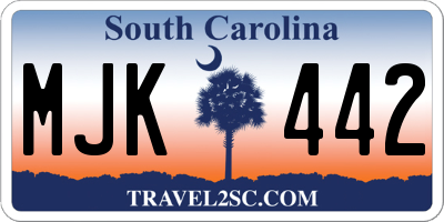 SC license plate MJK442